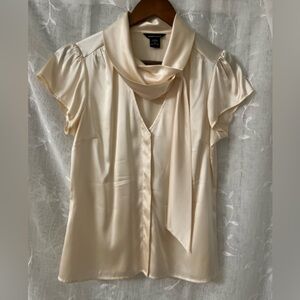 Silk Charmeuse Blouse with tie neck A silk charmer hidden button front Medium